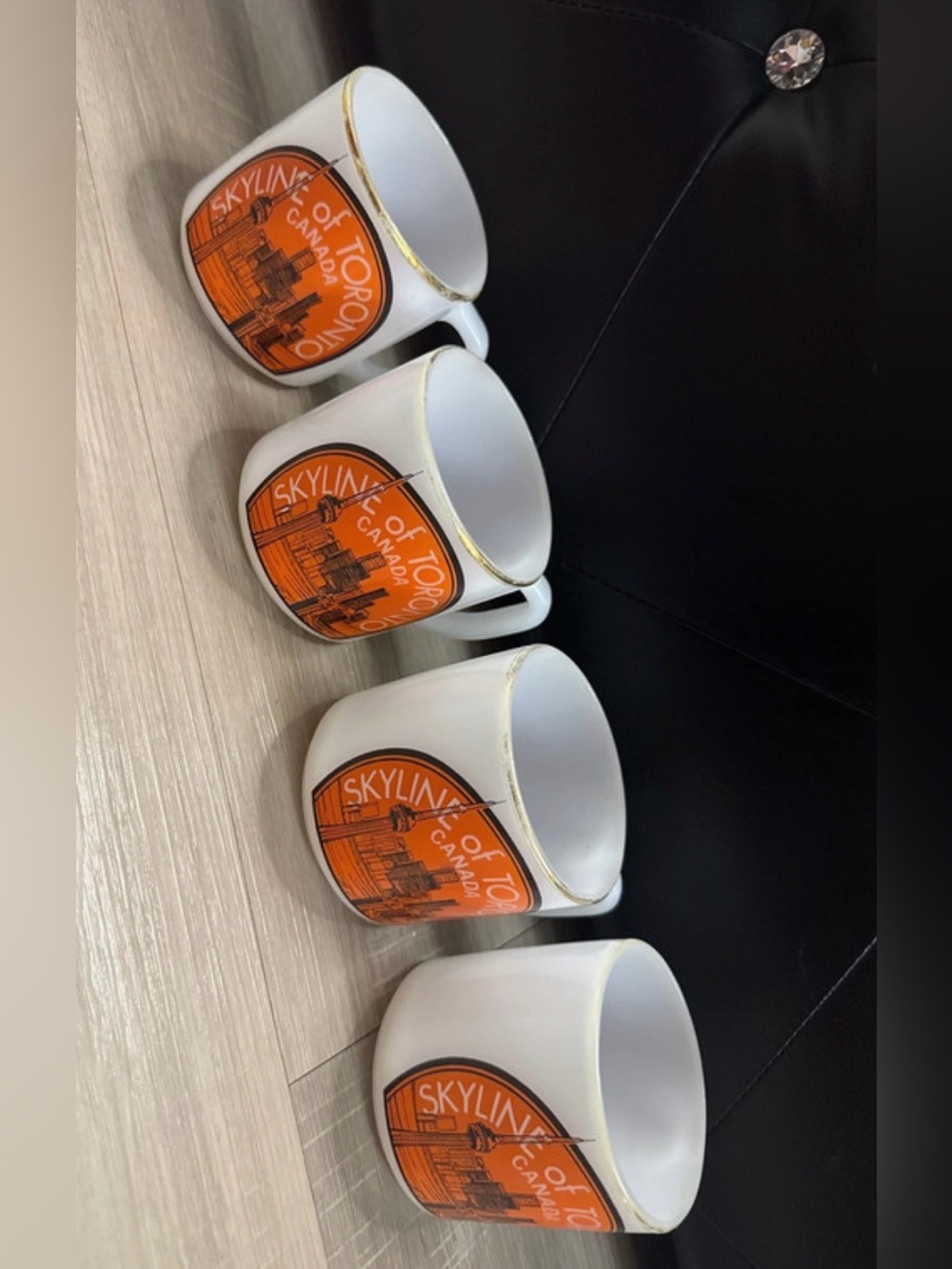 Toronto Skyline White and Orange Ceramic Mugs - Set of 4